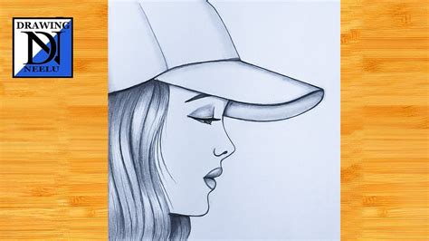 Pencil drawing of adidas Girl step by step / Girl drawing with cap